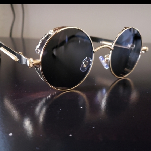 Vintage Round Steampunk Sunglasses for Women Men R - Picture 9 of 10